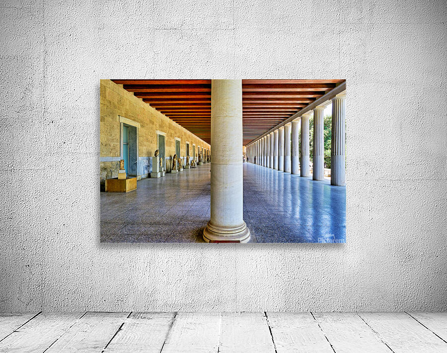 Walking through the Stoa of Attalos in Ancient Agora Athens Gre Wall Preview