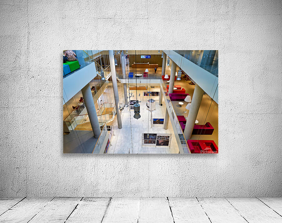 Visitors explore the Stavros Niarchos Foundation in Athens Wall Preview