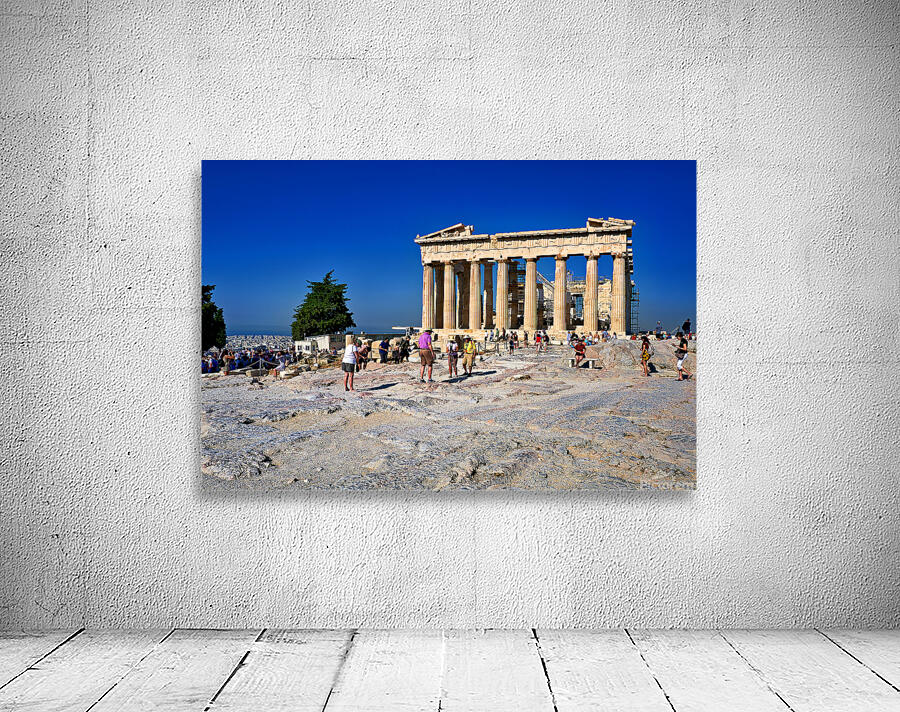 Visitors explore the Parthenon at the Acropolis in Athens Greece Wall Preview