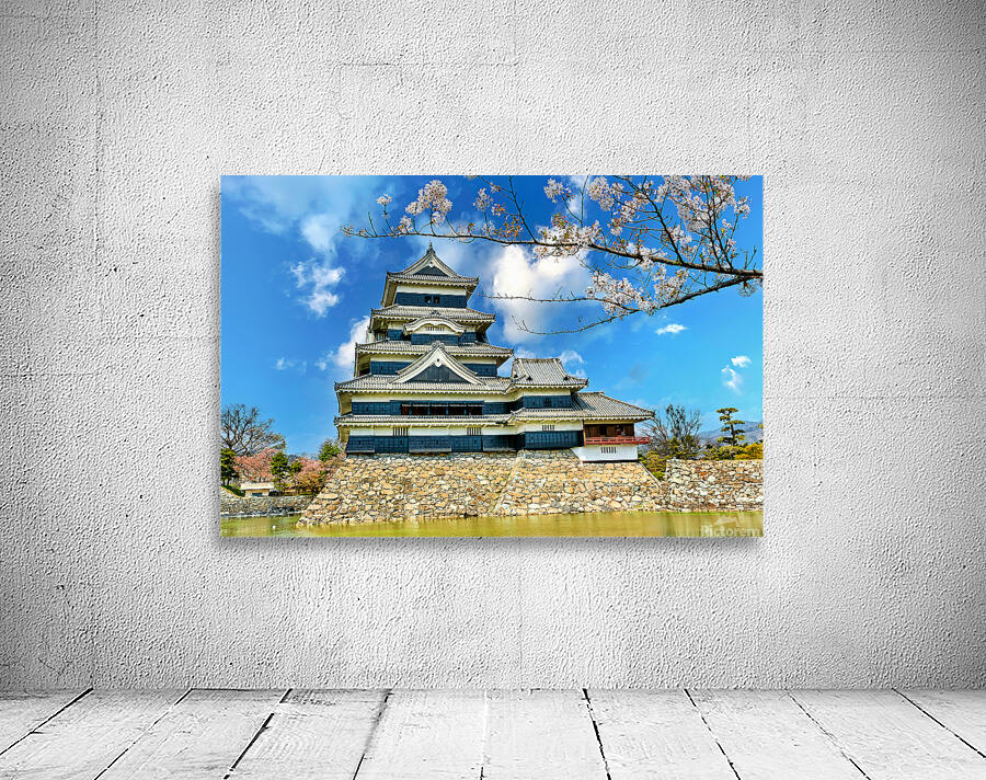 Matsumoto Castle during cherry blossom season in Japan Wall Preview