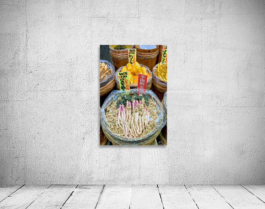 Colors and activities at Nishiki Market in Kyoto Japan Wall Preview