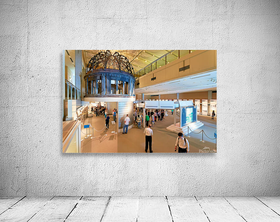 Visitors explore the Peace Memorial Museum in Hiroshima Japan Wall Preview
