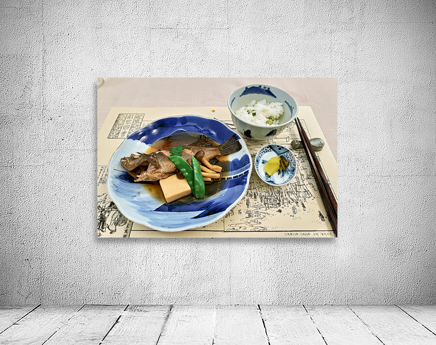 Enjoying traditional Japanese cuisine at a restaurant in Miyajim Wall Preview