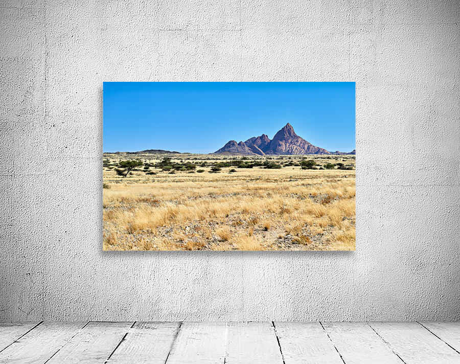 Granite peaks of Spizkoppe rise above the Namib Desert in Namibi Wall Preview