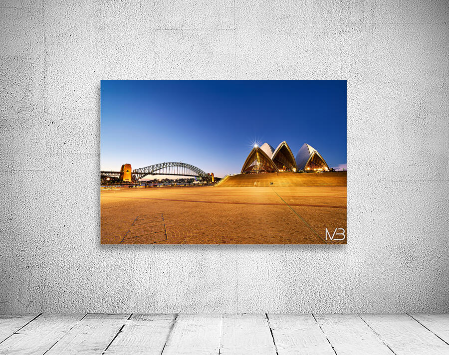 Sydney Opera House and Harbour Bridge at dusk. Wall Preview