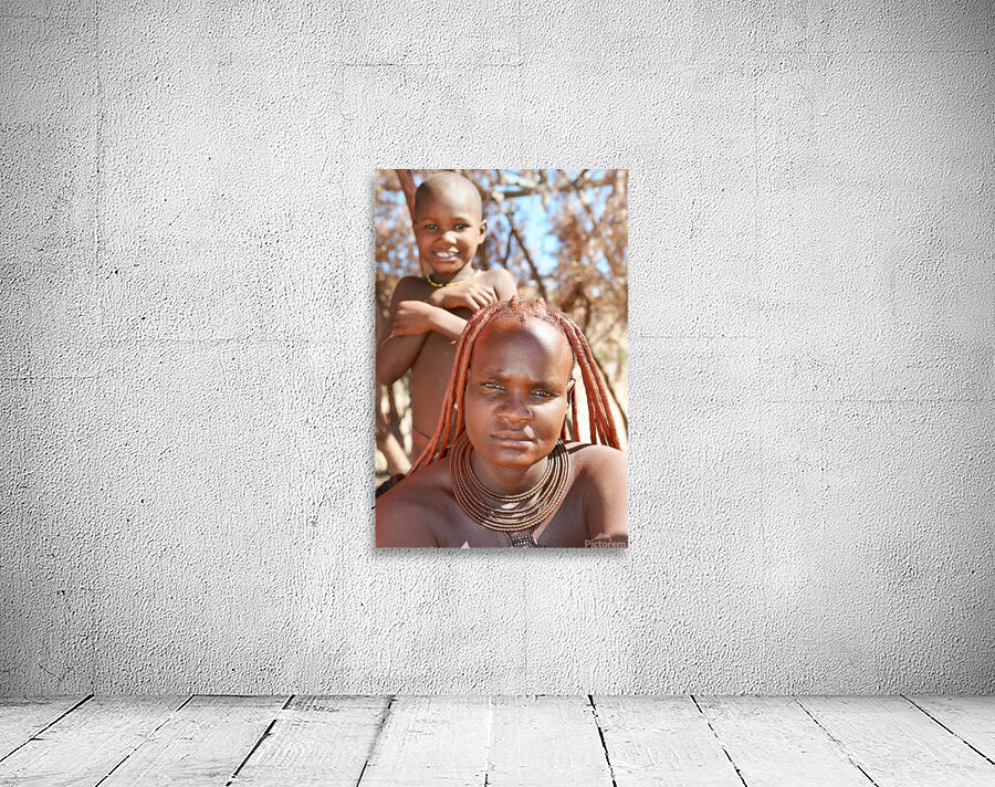 Portrait of Himba woman and child in Kunene region of Namibia Wall Preview