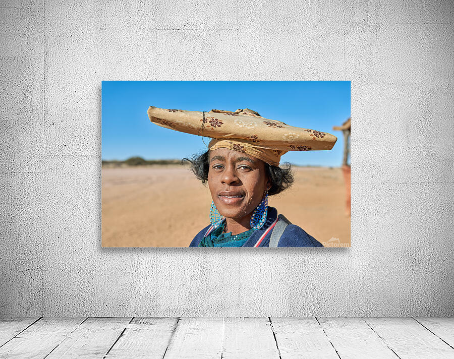 Portrait of a woman from the Herero Bantu ethnic group in Namibi Wall Preview