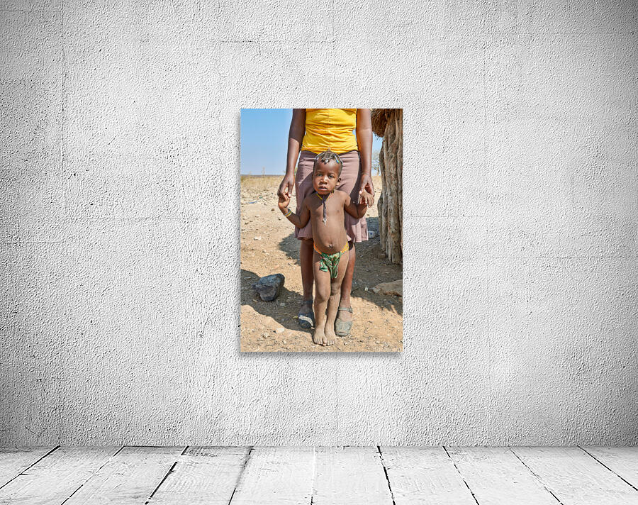 Portrait of Zemba Bantu child and mother in Kunene Region Namibi Wall Preview