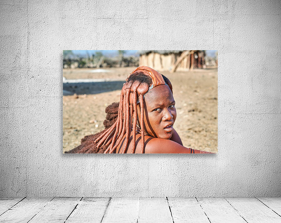 Traditional hair headdress worn by woman in Himba village in Nam Wall Preview