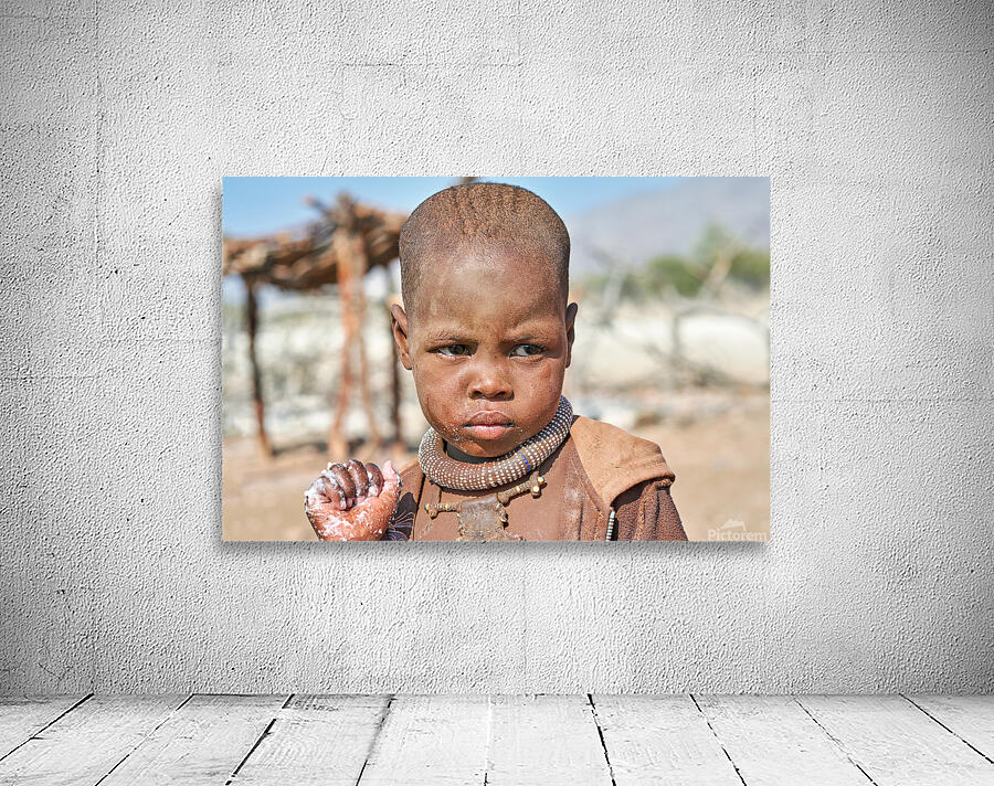 Portrait of a child from Himba Village in Kunene Region of Namib Wall Preview