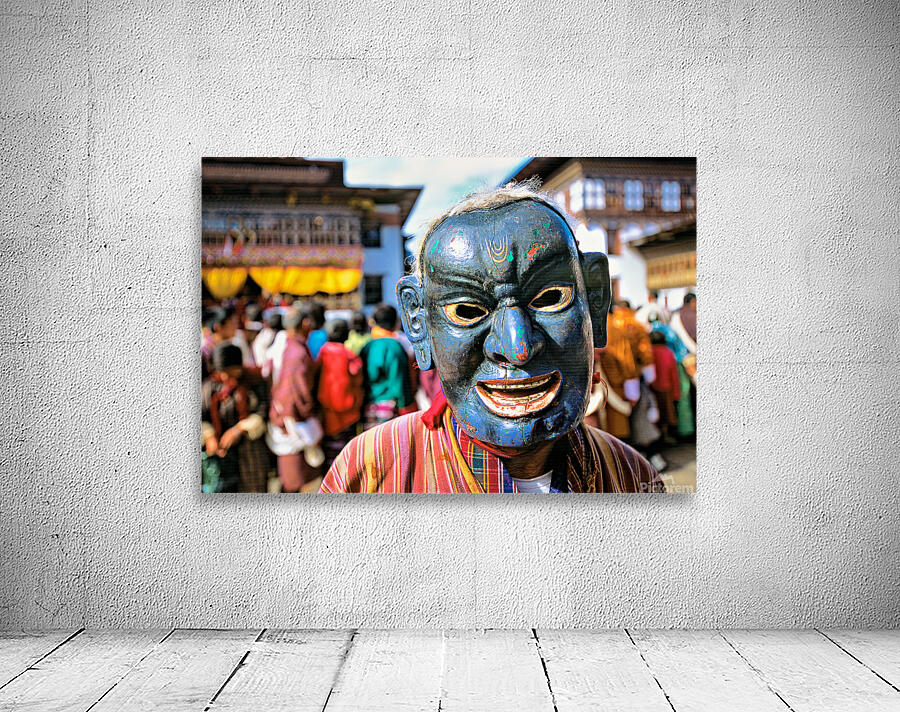 Traditional blue mask at a festival. Wall Preview