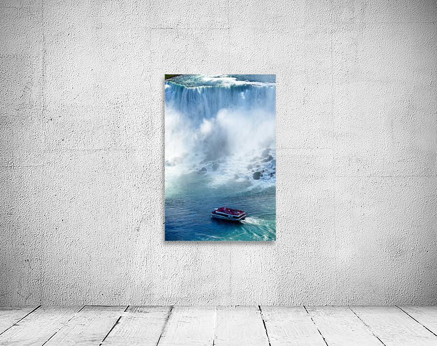 Tourists on a boat near Niagara Falls. Wall Preview