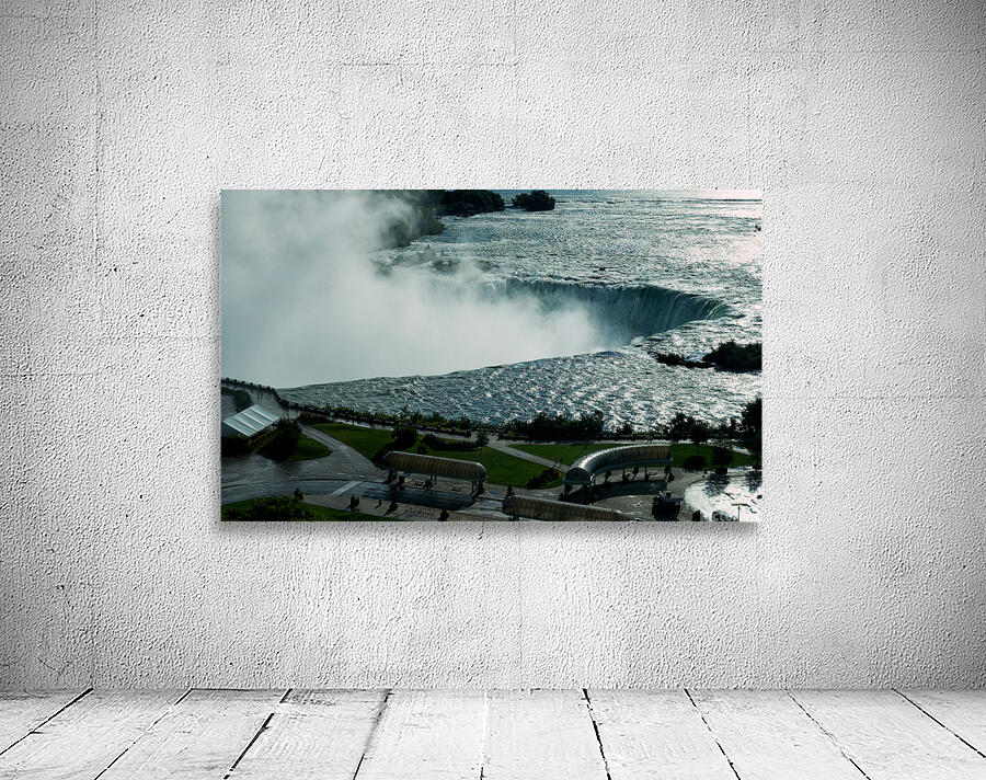 Niagara Falls with powerful water mist and surrounding park. Wall Preview