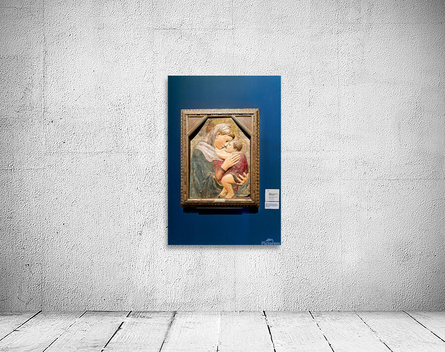 Visitors admire Madonna and Child sculpture by Donatello in muse Wall Preview