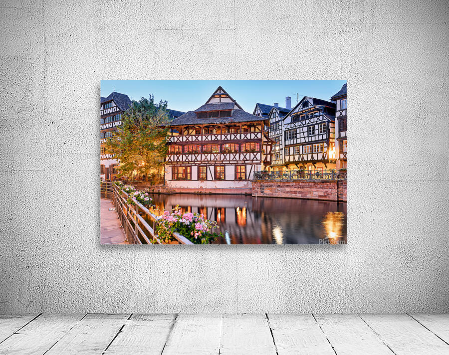 Timber houses in Petit France district by the water in Strasbour Wall Preview