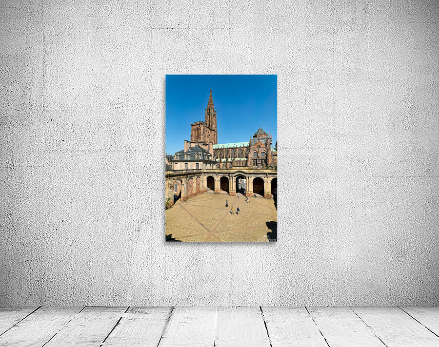 Visitors stroll in Palais Rohan courtyard view Strasbourg Cathe Wall Preview