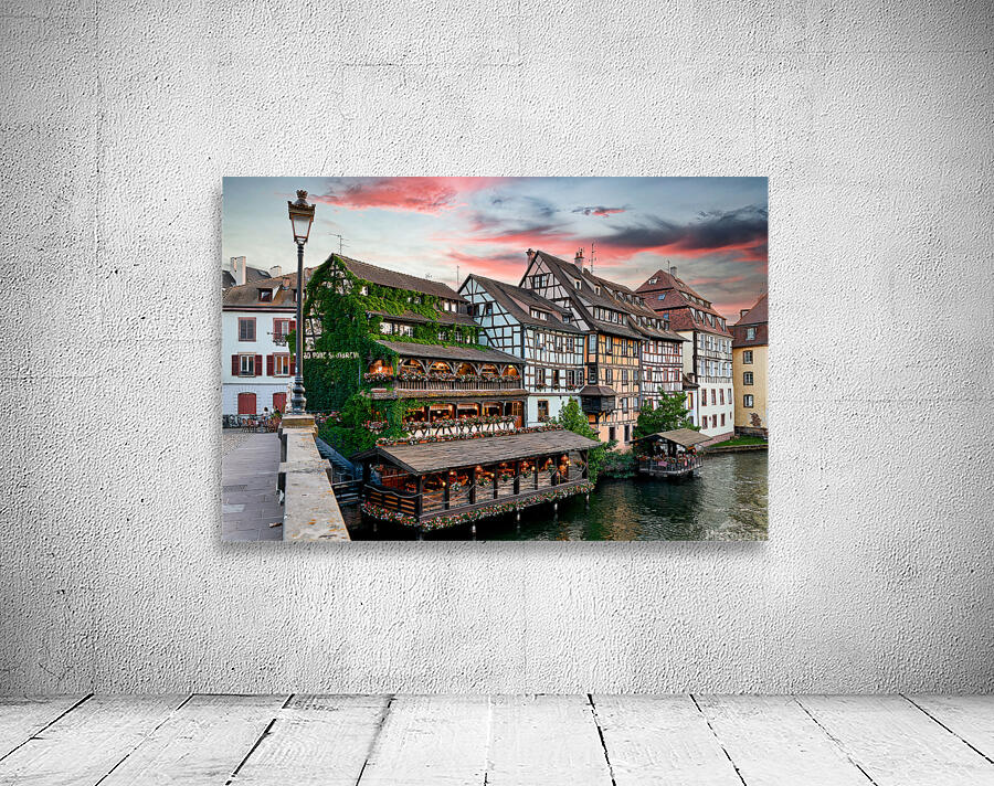 Evening dinner at Petit France district in Strasbourg Alsace Wall Preview