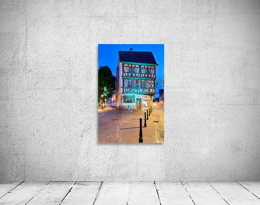 Timber framed houses in Colmar at night with soft lights Wall Preview