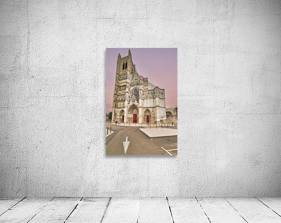 People walk near Auxerre Cathedral Saint Etienne Wall Preview