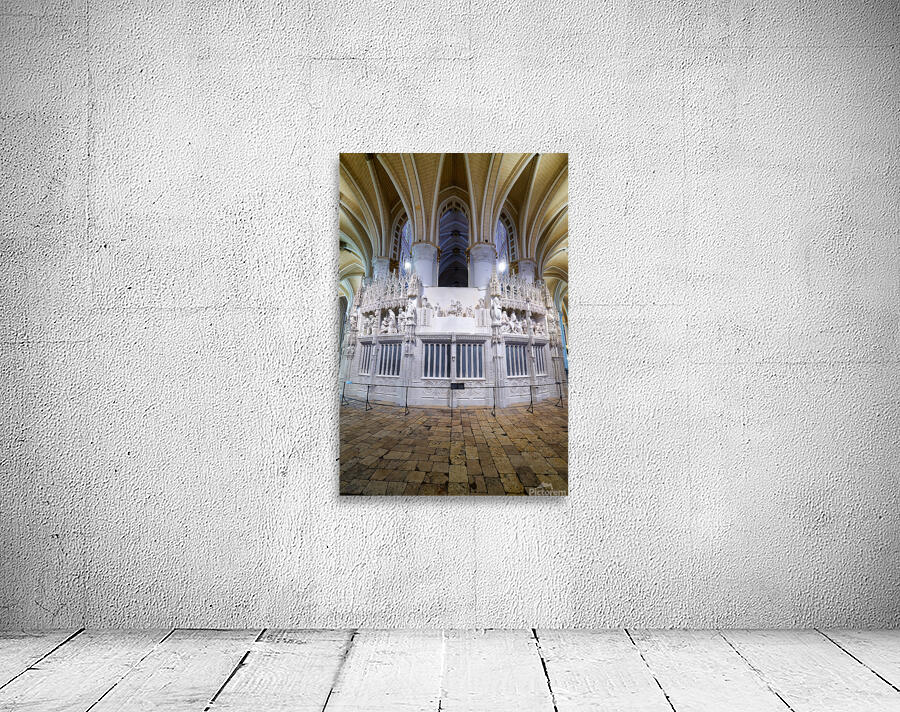 Chartres Cathedral interior with detailed white altar and sculpt Wall Preview