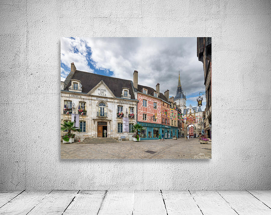 Town hall and astronomical clock in Auxerre Bourgogne France Wall Preview