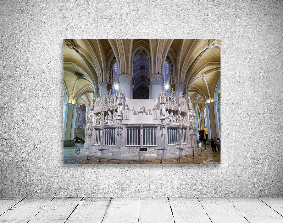Cathedral interior in Chartres with detailed white altar area Wall Preview
