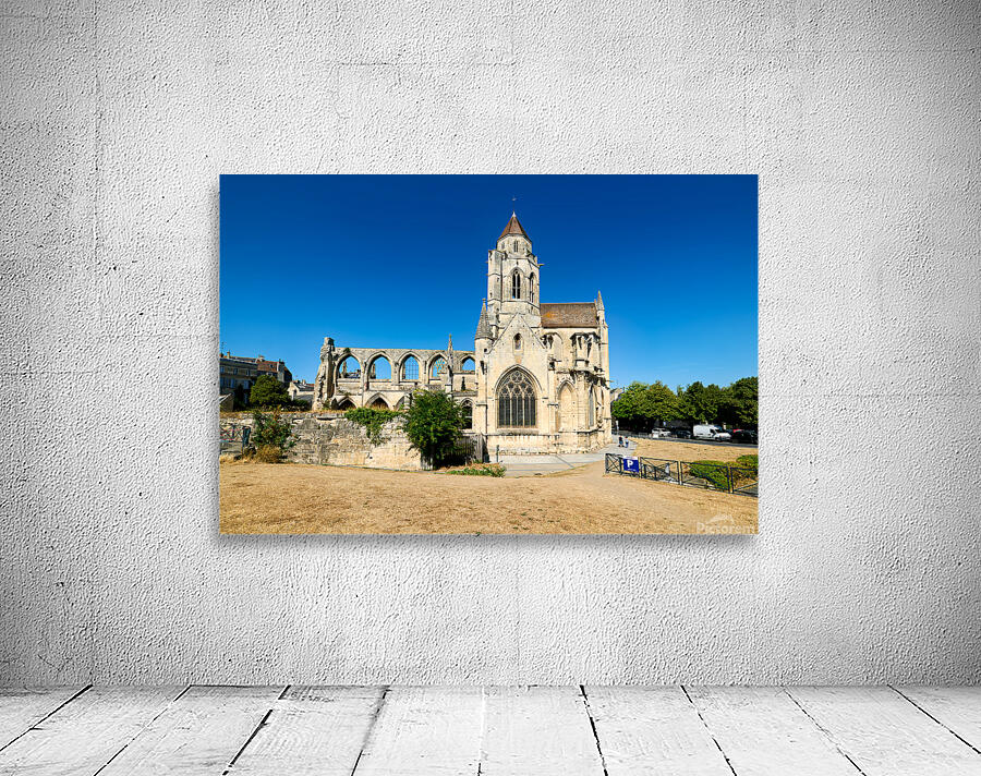 Church of Saint Etienne le Vieux stands in ruins in Caen France Wall Preview