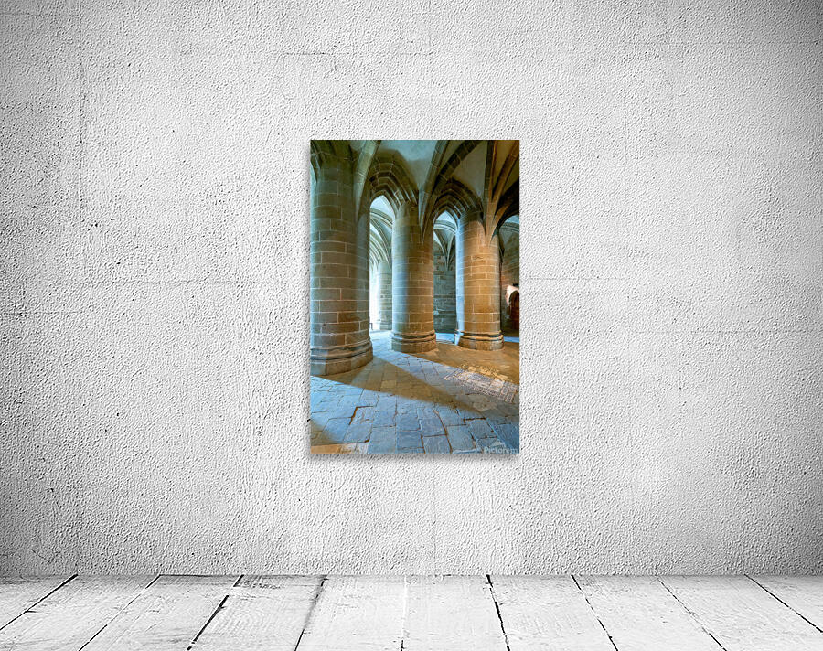 Inside Mont Saint Michel Abbey in Normandy France with stone co Wall Preview
