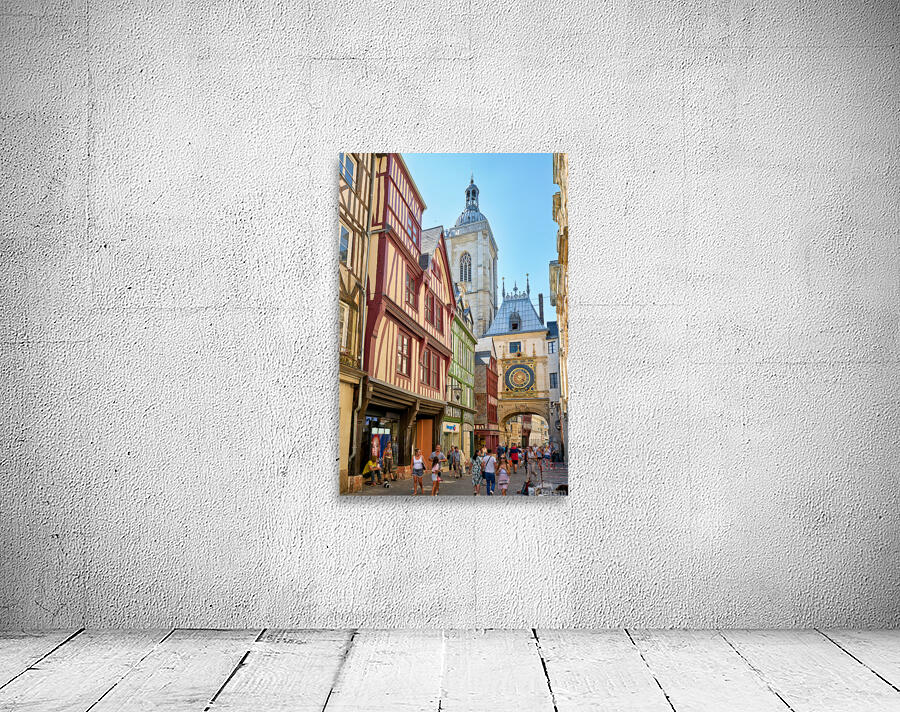 Walking in Rouen near Le Gros Horloge clock in Normandy France Wall Preview