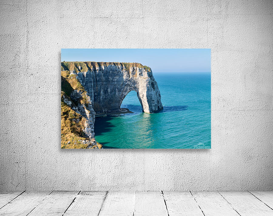 Chalk cliffs of Etretat along the coast of Normandy in France Wall Preview