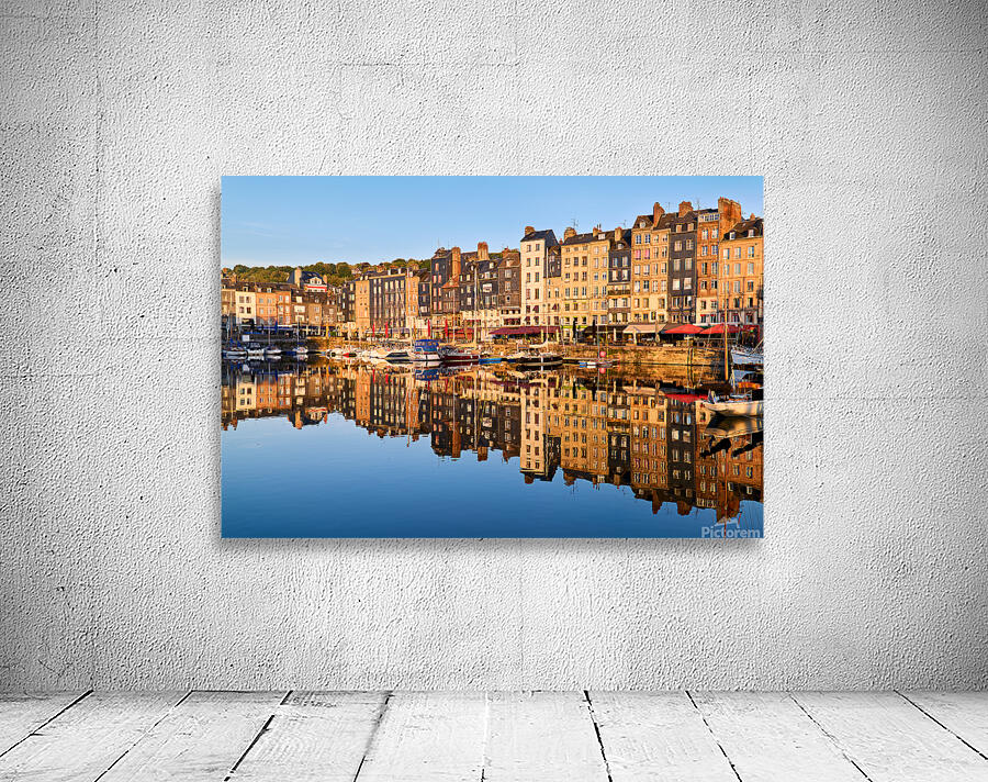 Sunrise view of Honfleur harbor in Normandy France with reflect Wall Preview