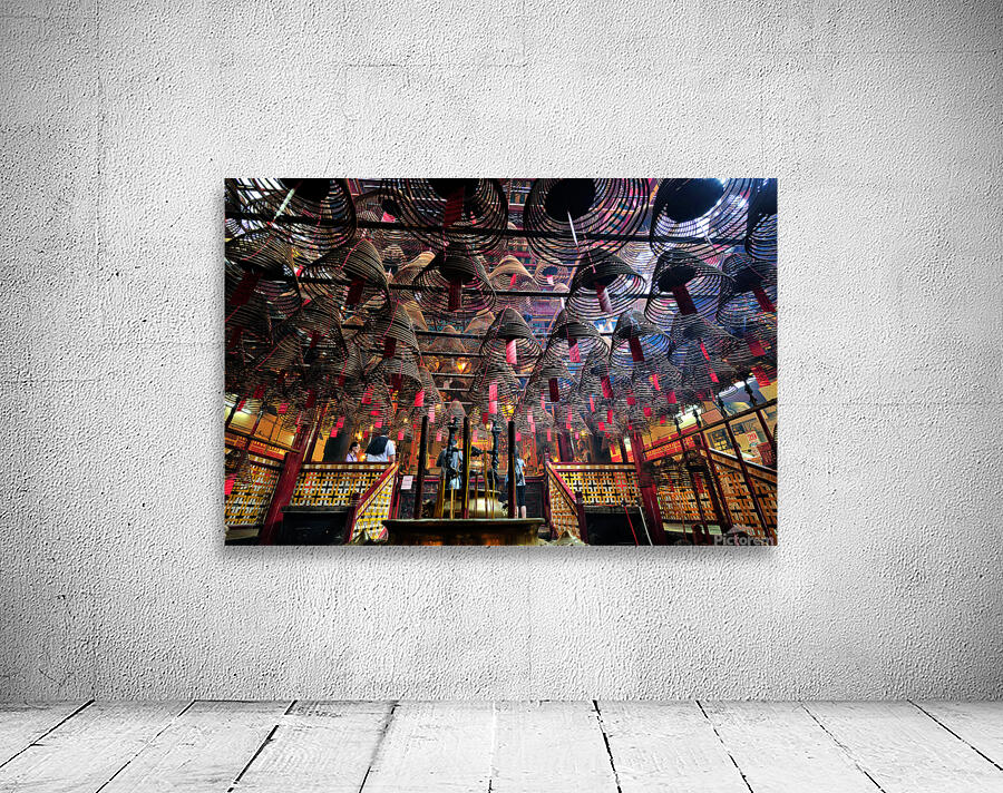 Spiral incense coils fill temple interior in Hong Kong Wall Preview