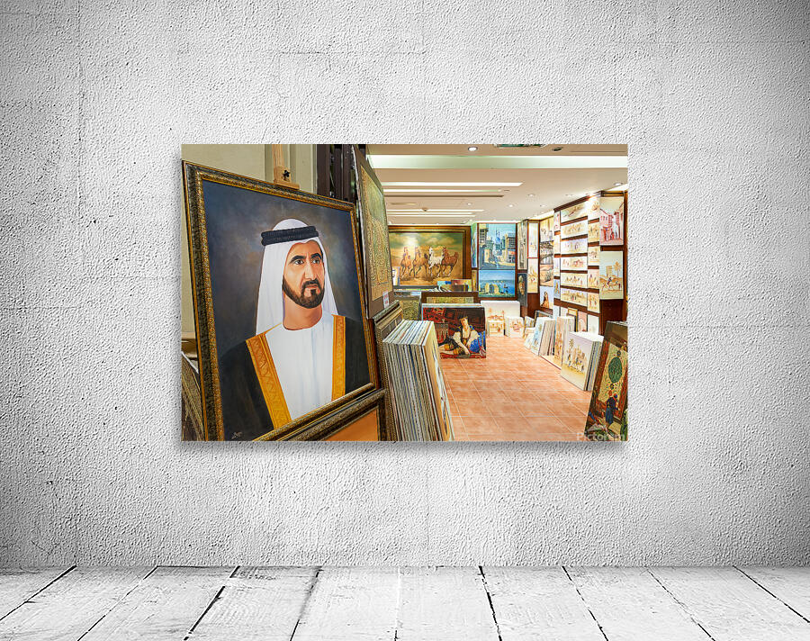 Middle Eastern art fills an art gallery in Dubai UAE Wall Preview