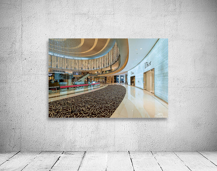 Luxury shopping mall in Dubai with designer stores and cafe Wall Preview