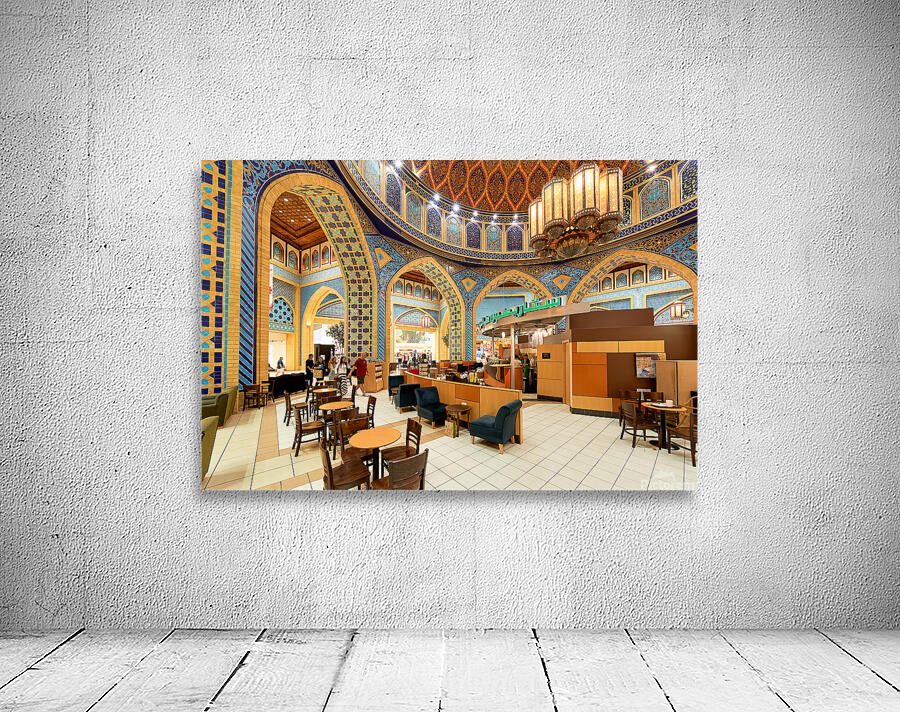 Starbucks store in decorated mall with customers in Dubai UAE Wall Preview