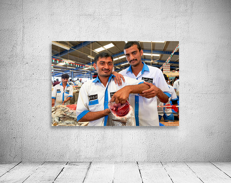 Fishmongers show fresh catch at market in Dubai UAE Wall Preview