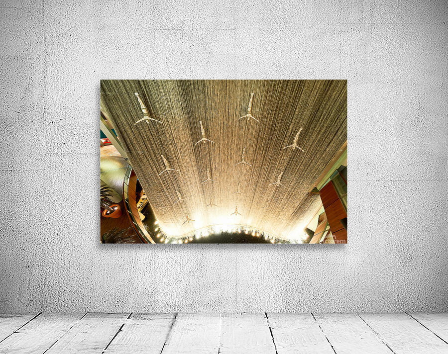 Dubai Mall waterfall features diving sculptures in UAE Wall Preview