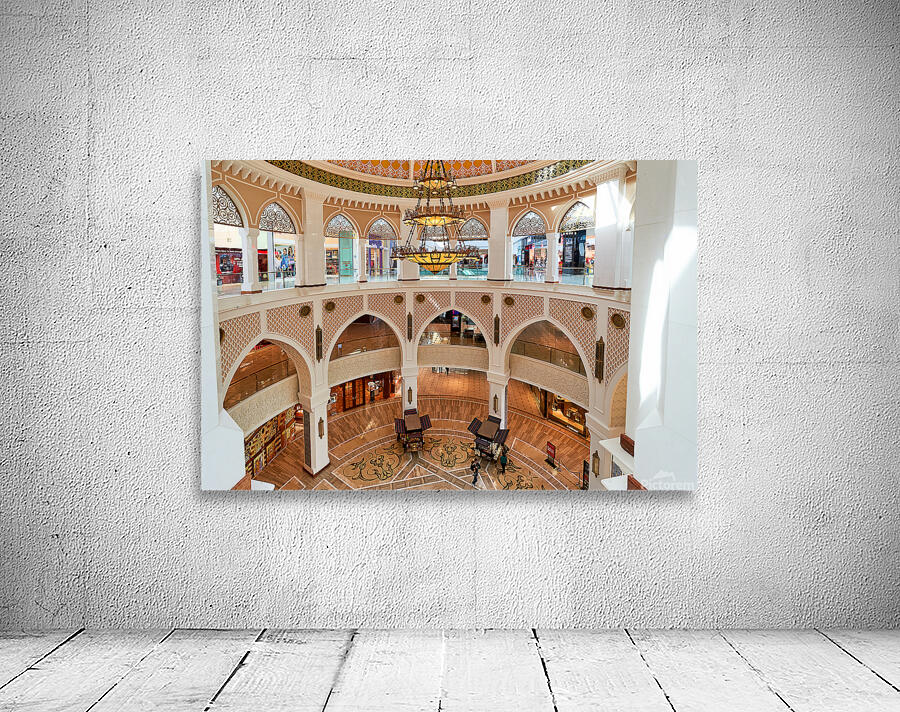 Explore grand shopping mall interior in Dubai with multiple leve Wall Preview