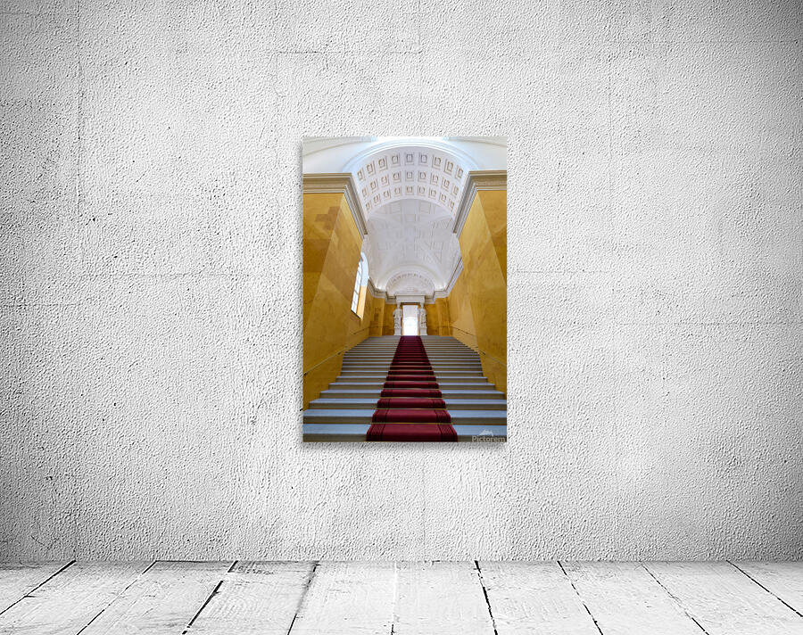 Steps in Residenz Palace in Munich with yellow walls and statues Wall Preview