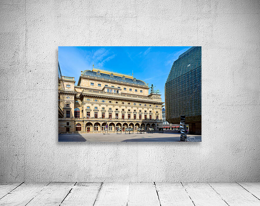Pragues National Theatre and modern architecture contrast under Wall Preview