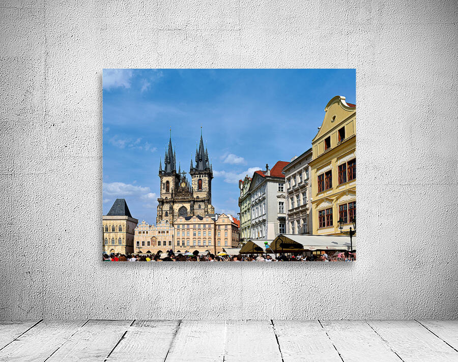 Crowded Prague Old Town Square with Týn Church. Wall Preview