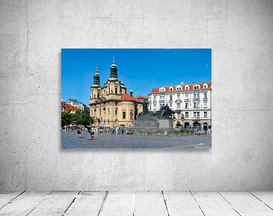 Pragues Old Town Square with St. Nicholas Church and Jan Hus Mo Wall Preview