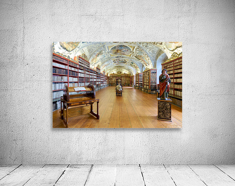 Vast ornate library with countless books painted ceiling and  Wall Preview