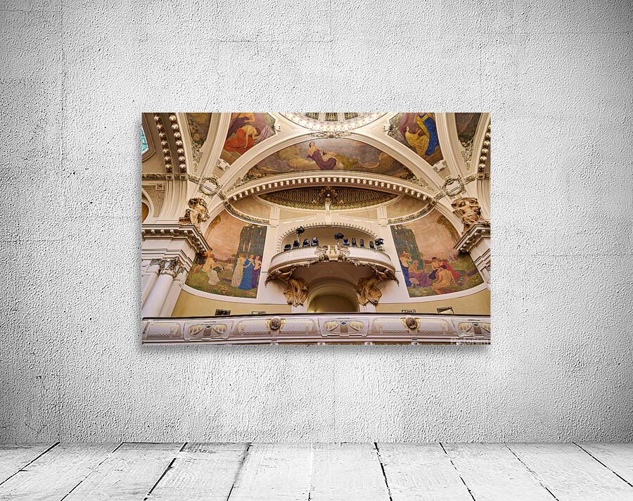 Ornate theater interior with murals sculptures and balcony. Wall Preview