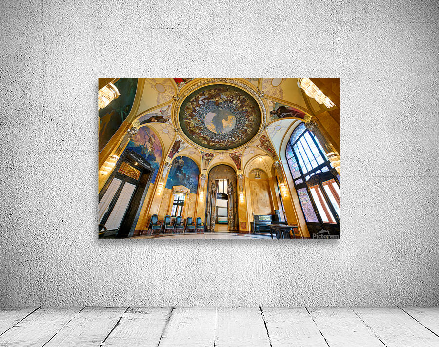 Grand hall with elaborate murals dome and stained glass. Wall Preview