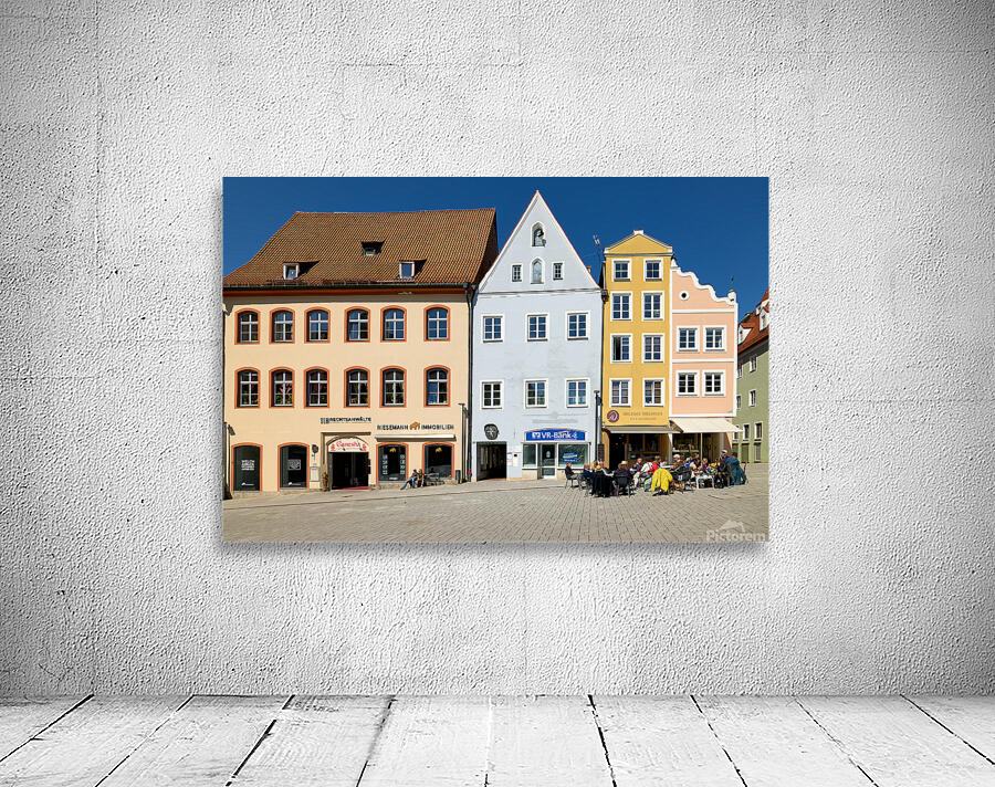 Visitors enjoy main square of Landsberg am Lech in Bavaria Germa Wall Preview