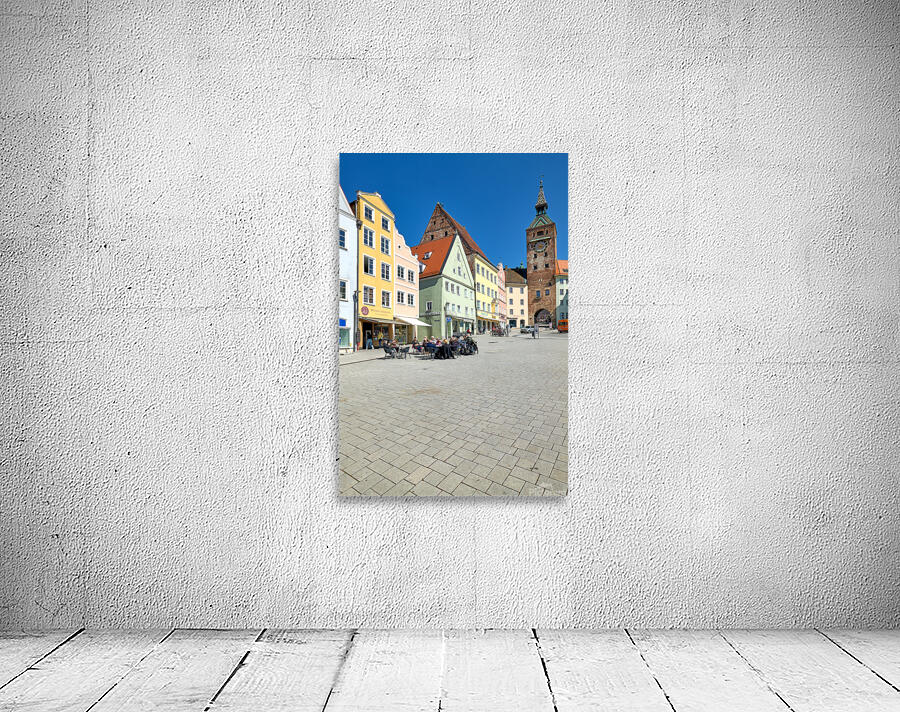 People enjoy meals in Hauptplatz square in Landsberg am Lech Ger Wall Preview
