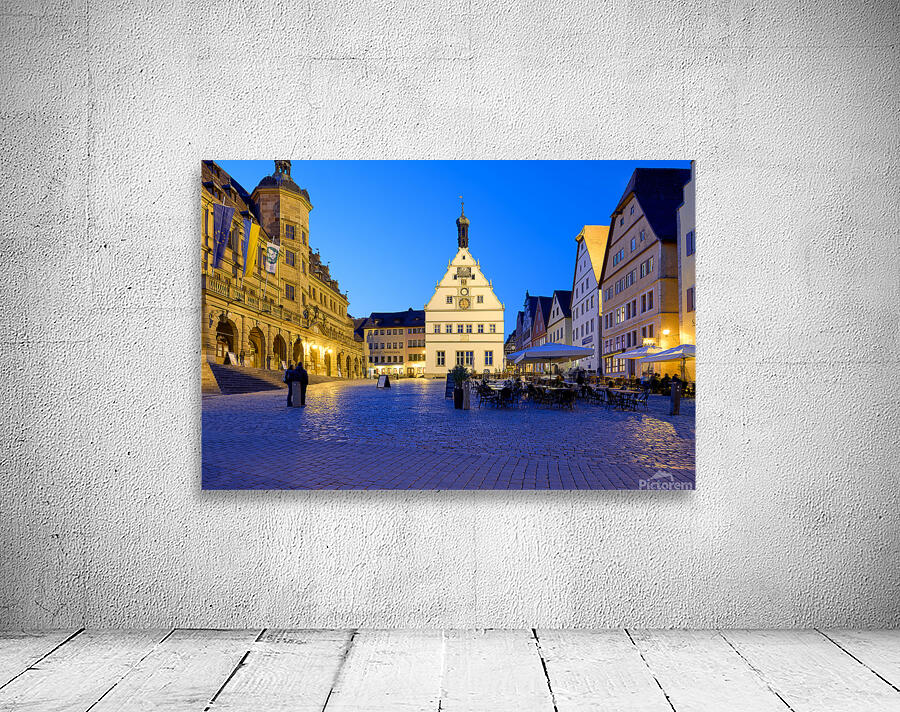 Market square at sunset in Rothenburg ob der Tauber Germany Wall Preview
