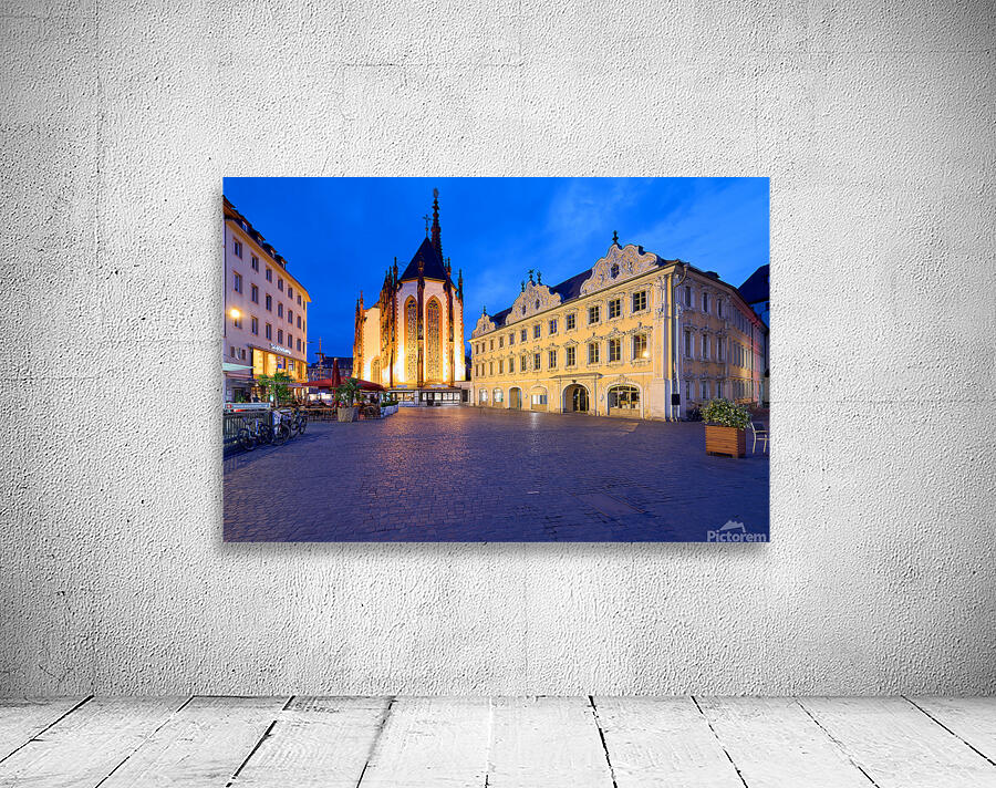 Wurzburg at dusk with Marienkapelle and Falcon House in view Wall Preview