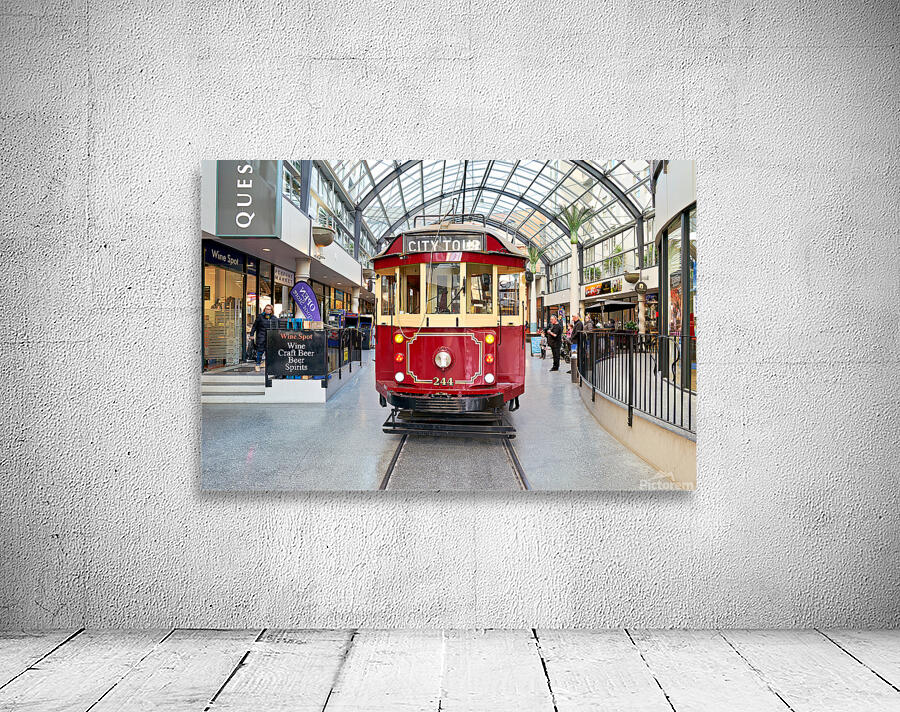 Sightseeing tram in Christchurch New Zealand for city tour Wall Preview